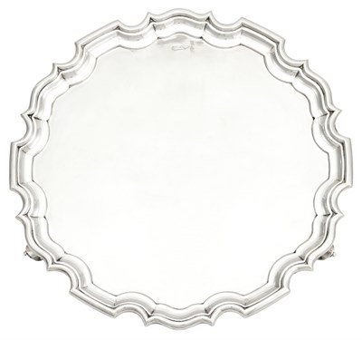 Lot 335 - English Sterling Silver Salver Walker & Hall,...