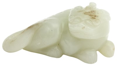 Lot 60 - A Fine Chinese Pale Celadon Jade Beast Qing...