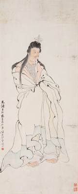 Lot 177 - Ren Yi (1840-1896) Hanging scroll Guanyin...