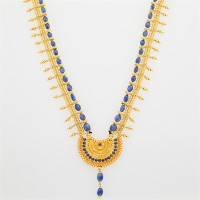 Lot 106 - Indian Gold and Sapphire Bead Necklace