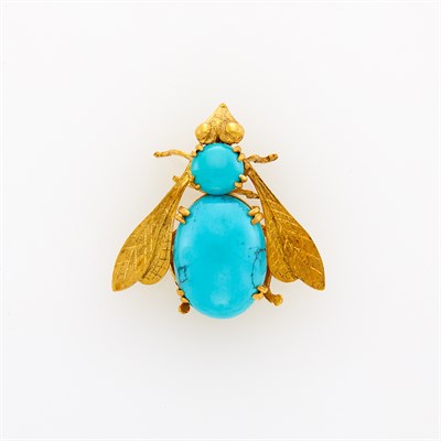 Lot 18 - Gold and Turquoise Bee Pin