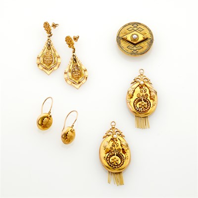 Lot 172 - Group of Antique Gold, Low Karat Gold and Gold-Filled Jewelry