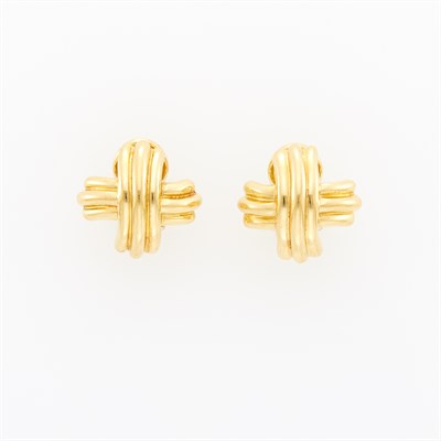 Lot 2 - Tiffany & Co. Pair of Gold 'X' Earrings