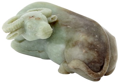 Lot 66 - A Fine Chinese Carved Celadon Jade Buffalo...