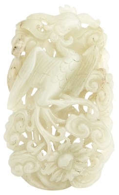 Lot 55 - A Chinese Carved White Jade Plaque Qing...
