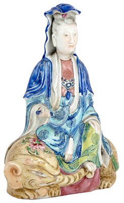 Lot 261 - A Chinese Enameled Porcelain Figure of Guanyin...