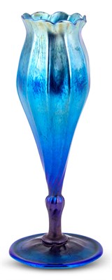 Lot 230 - Tiffany Blue Favrile Ribbed Glass Flower-Form...