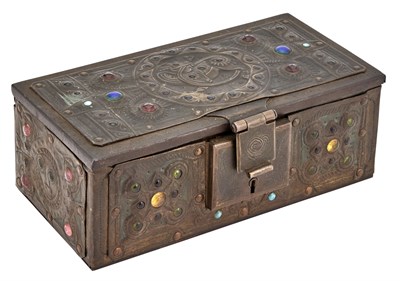 Lot 358 - Alfred Daguet Art Nouveau Repoussé Brass Clad...