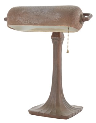 Lot 369 - Handel Co. Patinated Metal and Painted Glass...