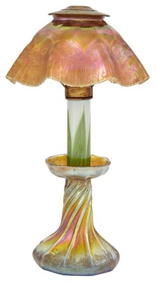 Lot 231 - Tiffany Favrile Glass Candlestick Lamp with...