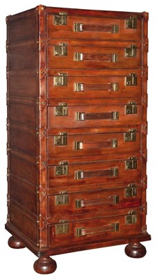 Lot 189 - Leather-Lined and Brass-Mounted Eight-Drawer...