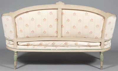 Lot 594 - Gustavian Style White and Green-Painted Settee...