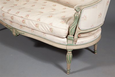 Lot 594 - Gustavian Style White and Green-Painted Settee...
