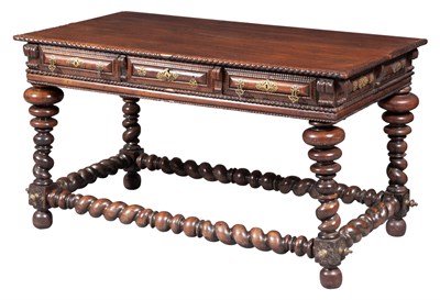 Lot 630 - Iberian Brass-Mounted Hardwood Library Table...