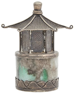 Lot 13 - A Chinese Jade and Silver Snuff Bottle The...