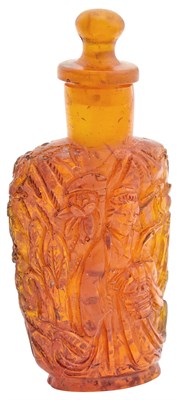 Lot 2 - A Chinese Amber Snuff Bottle Carved in the...