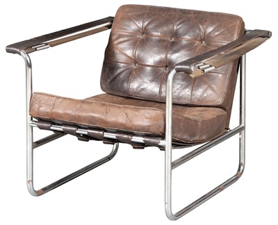 Lot 185 - Hans Eichenberger Leather and Tubular Metal...