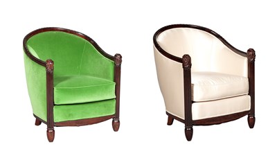 Lot 164 - Pair of Art Deco Carved Stained Oak Bergères...