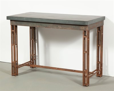 Lot 274 - Slate and Steel Console Table Possibly...
