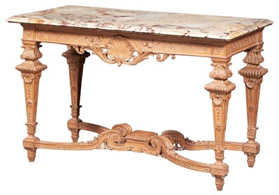 Lot 308 - Louis XIV Style Oak and Marble Side Table The...