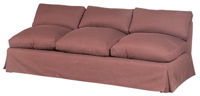 Lot 123 - Brown Wool-Upholstered Three-Seat Sofa En...