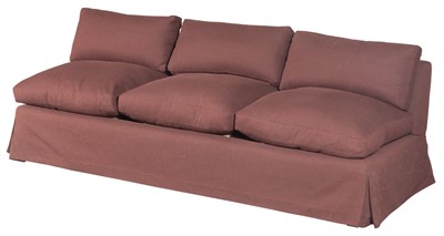 Lot 122 - Brown Wool-Upholstered Three-Seat Sofa Height...