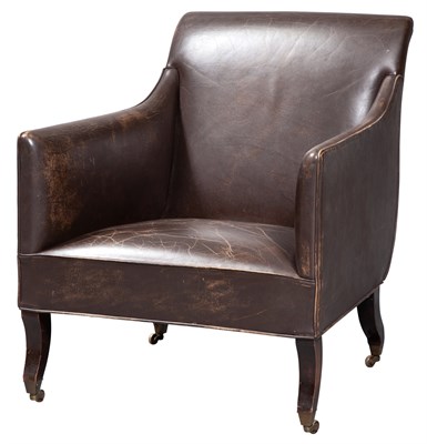 Lot 314 - Regency Brown Leather-Upholstered Stained...