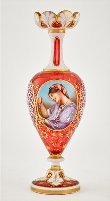 Lot 204 - Bohemian Style Gilt Decorated Red and White...