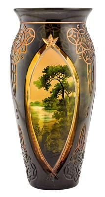 Lot 348 - D'Argental Green and Amber Cameo Glass...