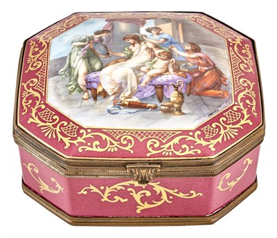 Lot 223 - Sèvres Style Metal-Mounted Puce Ground...