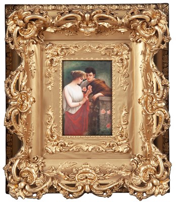 Lot 374 - Continental Painted Porcelain Plaque of a...