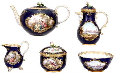 Lot 218 - Assembled Meissen Gilt and Hand-Painted Cobalt...