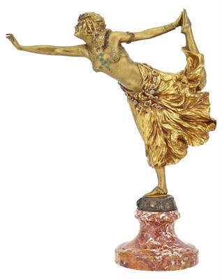 Lot 295 - French Art Deco Gilt and Cold-Painted Bronze...