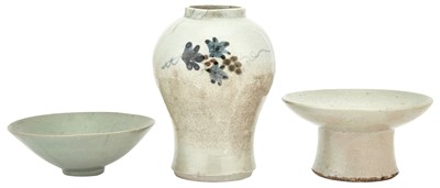 Lot 333 - Three Korean Glazed Earthenware Vessels Joseon...