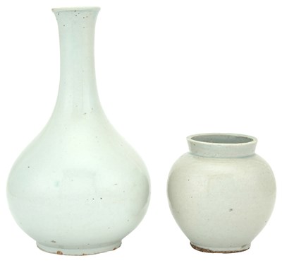 Lot 334 - A Korean White Glazed Bottle Vase Joseon...
