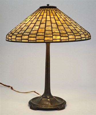 Lot 237 - Tiffany Studios Bronze and Leaded Glass...