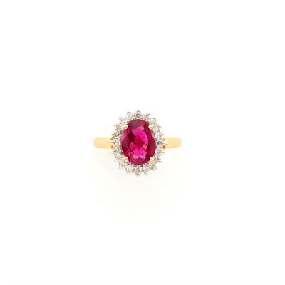 Lot 119 - Gold, Rubellite and Diamond Ring
