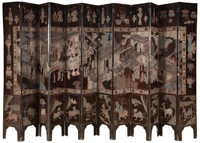 Lot 84 - A Chinese Coromandel Twelve Panel Screen Qing...
