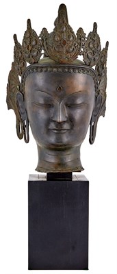 Lot 149 - A Rare Large Sino Tibetan Bronze Head of...