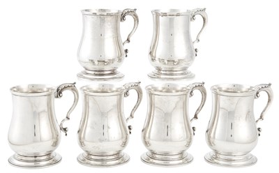 Lot 338 - Set of Six George V Sterling Silver Mugs F. C....