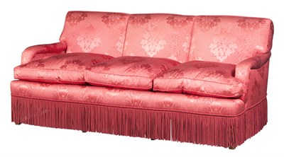 Lot 316 - Silk Damask-Upholstered Three-Seat Sofa Height...