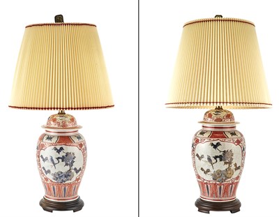 Lot 243 - Pair of Chinese Porcelain Lamps Height 14 1/2...