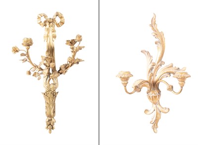 Lot 235 - Two Pairs of Giltwood or Gilt-Metal Two-Light...
