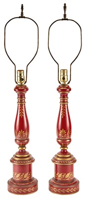 Lot 239 - Pair of Empire Style Painted Wood Columnar...