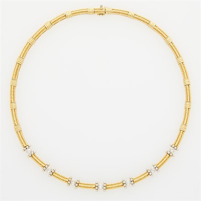 Lot 14 - Two-Color Gold and Diamond Necklace