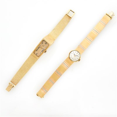 Lot 198 - Omega Gold Wristwatch and Tissot Tricolor Gold Wristwatch