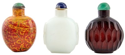 Lot 11 - Three Chinese Glass Snuff Bottles Late Qing...