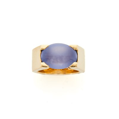 Lot 16 - Cartier Gold and Blue Chalcedony Ring, France