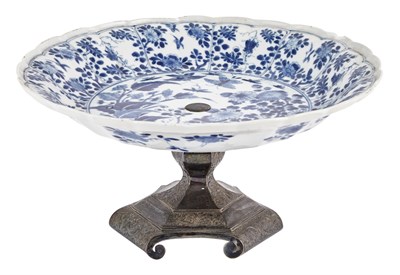Lot 135 - Chinese Silver Plate Mounted Blue and White...