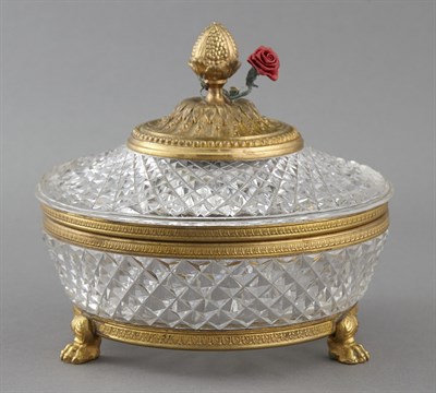 Lot 195 - Empire Style Gilt-Metal Mounted Cut Glass Covered Bowl